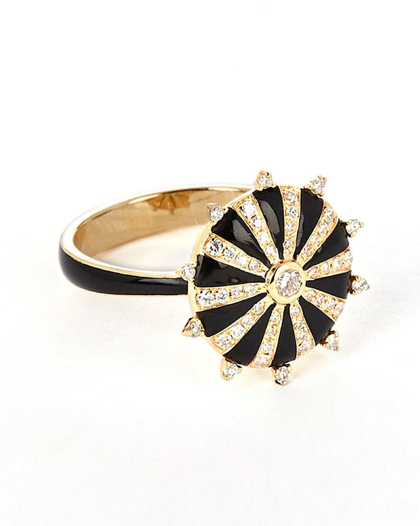Mila Sun Ring, Black Enamel