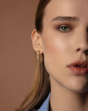 Cage Rectangle Earrings - Yellow Gold