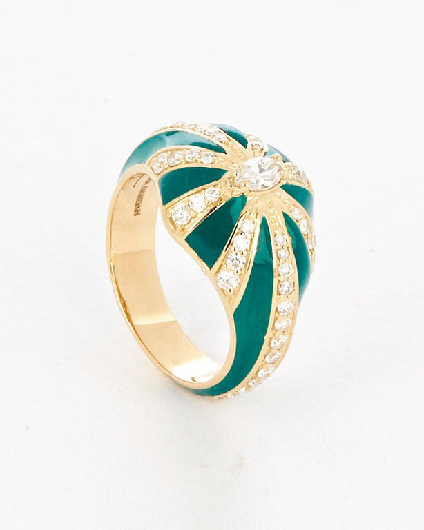Lila Ring, Green Enamel