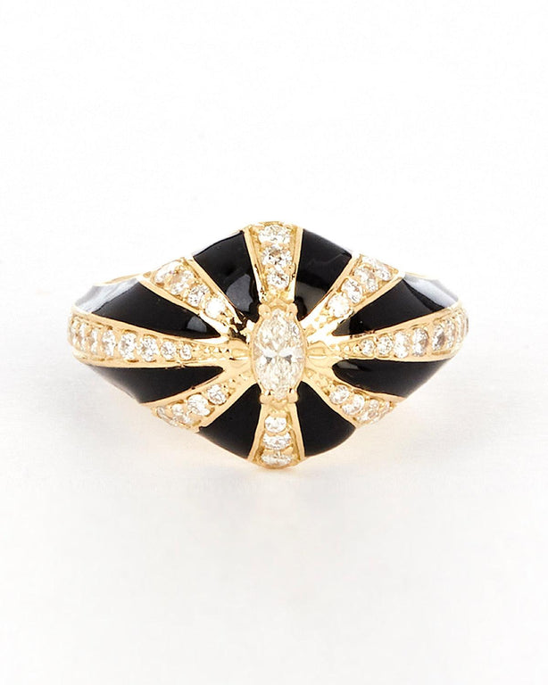 Lila Ring, Black Enamel