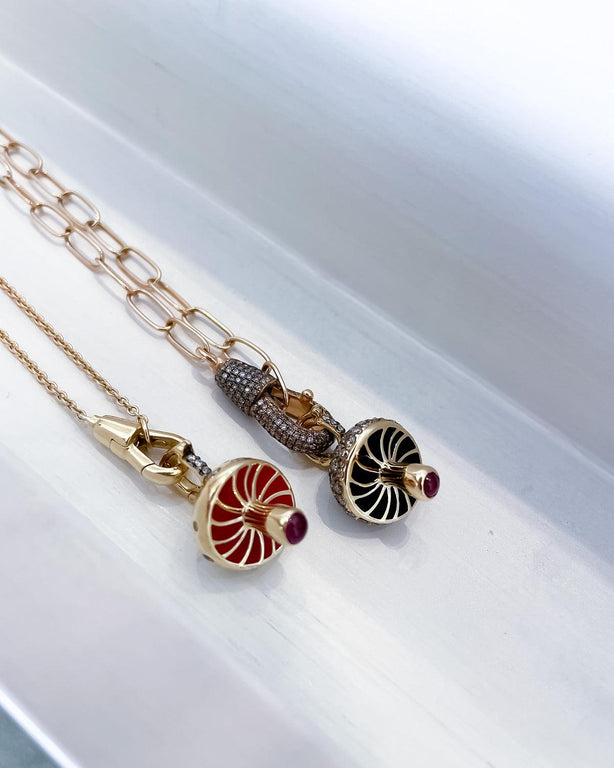 Mushroom Pendant, Scattered Diamonds