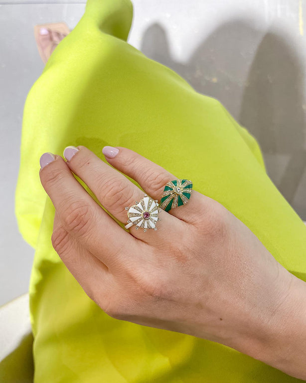 Lila Ring, Green Enamel
