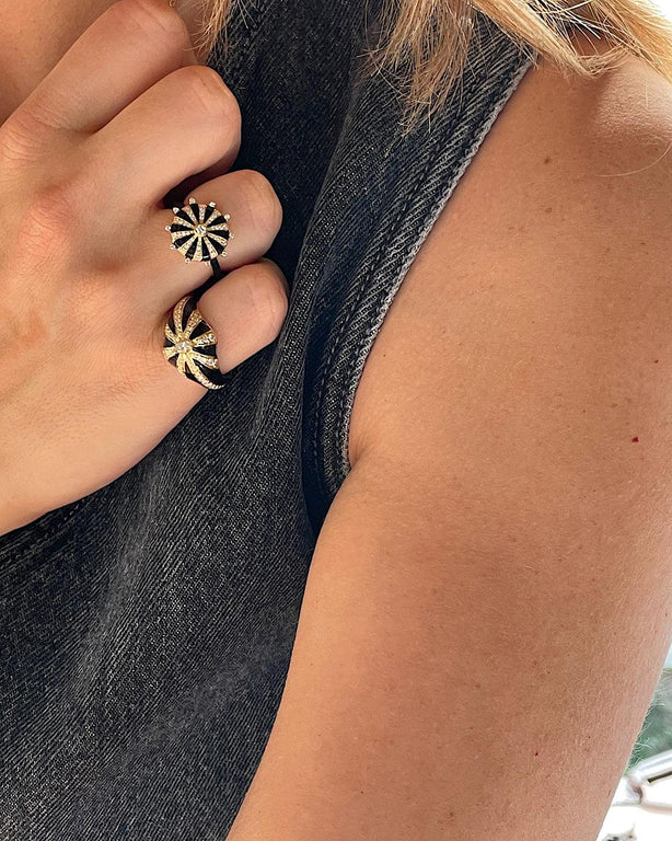 Lila Ring, Black Enamel