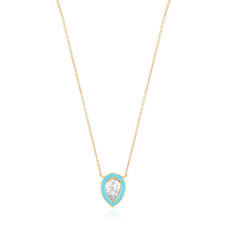 Enamel Diamond Pear Necklace