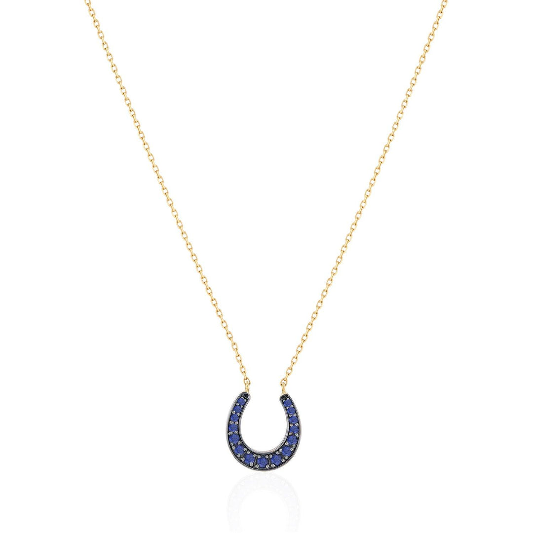 Horseshoe Necklace - Blue Sapphire