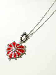 Medium Mila Heart Pendant- Red Enamel, Diamonds