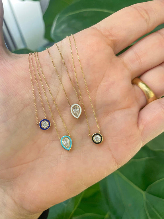 Enamel Diamond Necklace