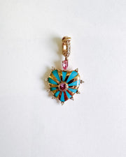 Medium Mila Heart Pendant- Turquoise Enamel, Pink Sapphire, Rose Gold