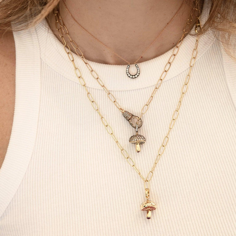 Mushroom Pendant, Full Pave - Yellow Gold