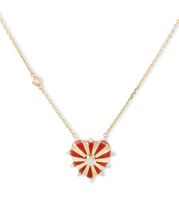Small Mila Heart necklace with Diamonds around