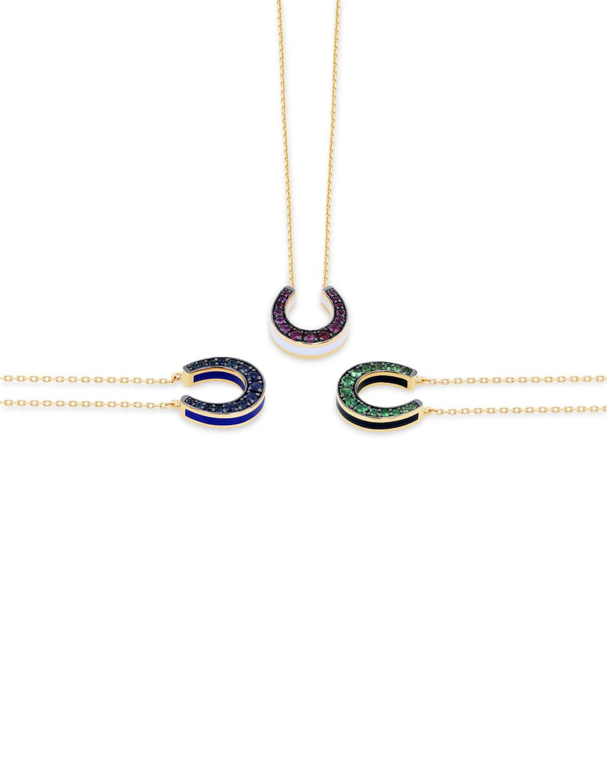 Horseshoe Necklace - Blue Sapphire