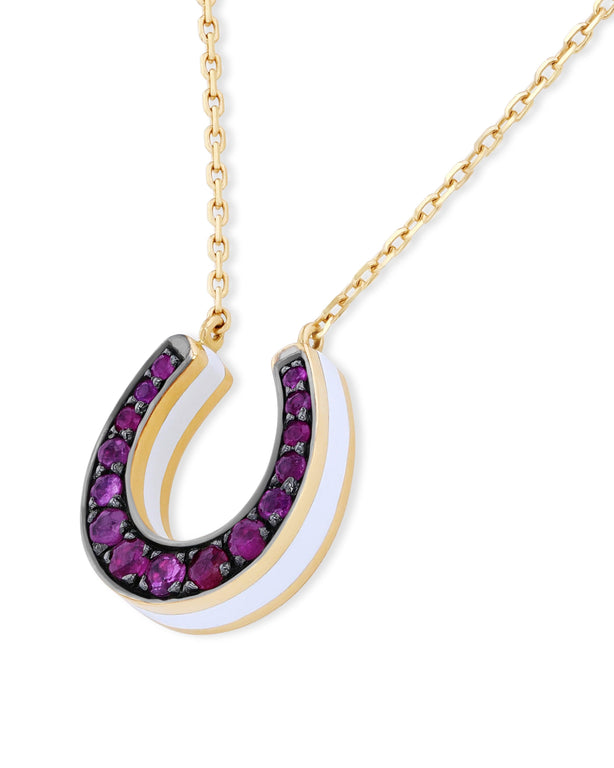 Horseshoe Necklace - Ruby