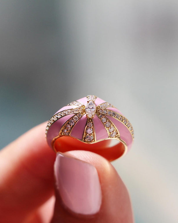 Lila Ring, Pink Enamel