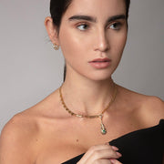 Chunky Chain, White Diamond Lock - Yellow Gold